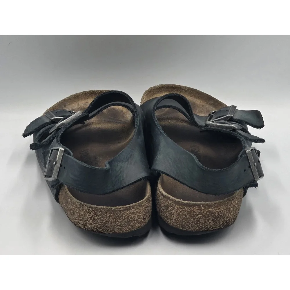 Birkenstock Milano Black Oiled Leather Sandals Men's EU 46 US 13 Adjustable